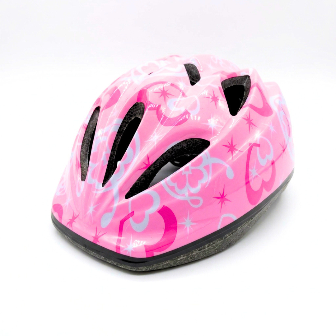 Kask dziecięcy Chanty – Różowy z serduszkami