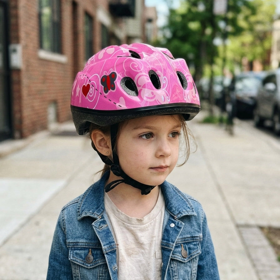 Kask dziecięcy Chanty – Różowy z motylkiem