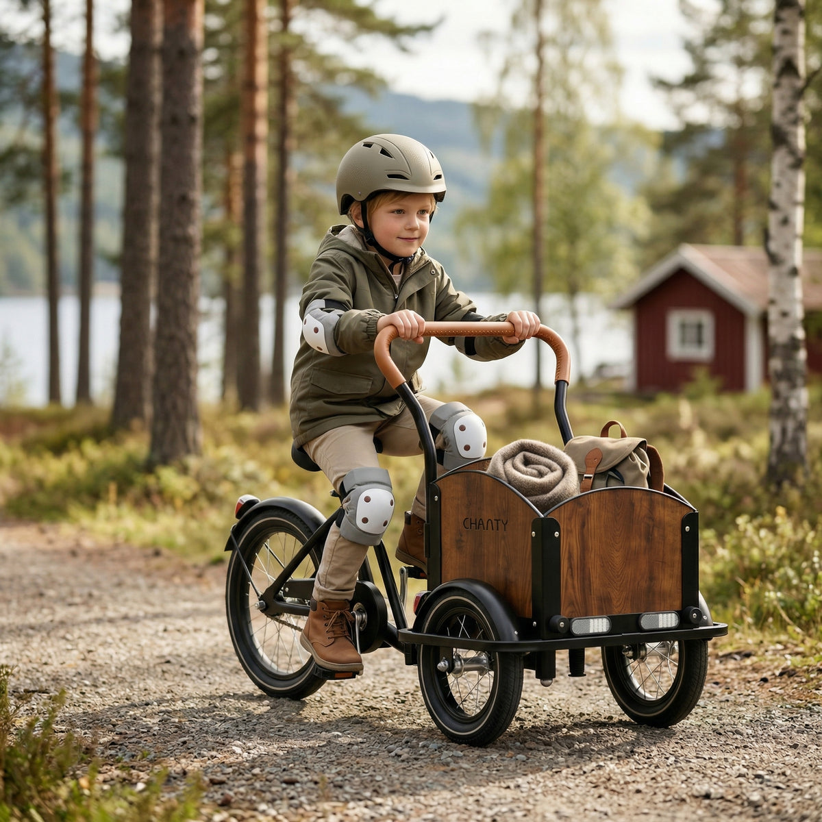 Kask dziecięcy CHANTY + zestaw ochronny – Piaskowy beż
